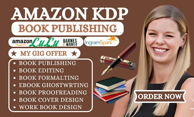 Gig Preview - Do amazon KDP book publishing ebook ghostwriter book promotion book formatting