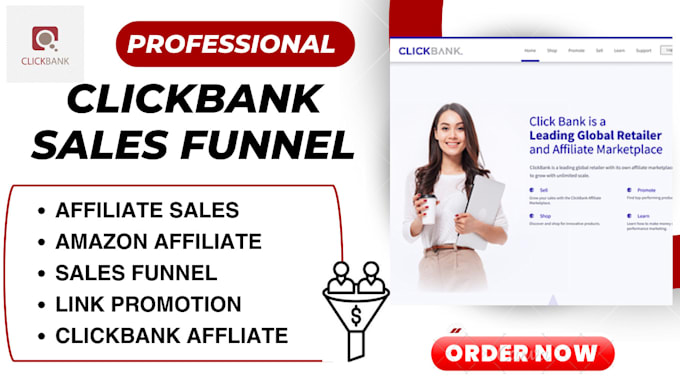 Gig Preview - Do clickbank amazon affiliate website link promotion sales funnel digistore 24