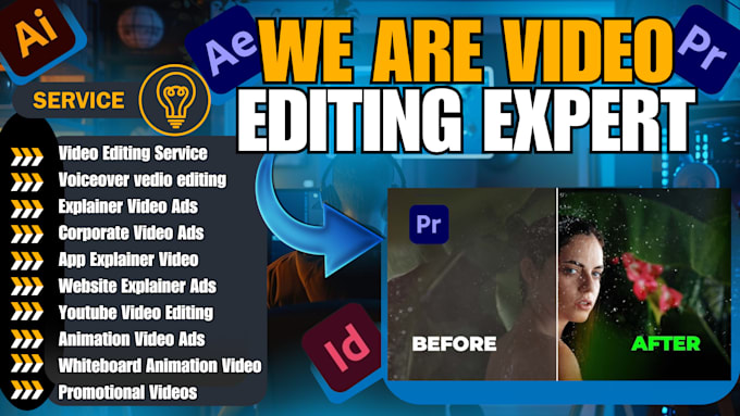 Gig Preview - Do professional video editing, voiceover, youtube edits with adobe premiere, fcp