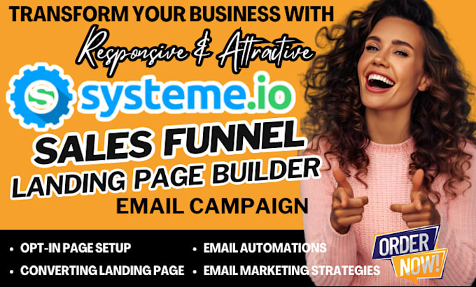 Gig Preview - Build systeme io sales funnel, systeme io landing page, email marketing campaign