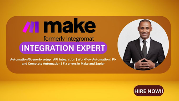 Gig Preview - Set up make com automation api integration zapier made com