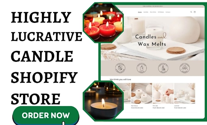 Gig Preview - Design candle shopify candle store candle website candle dropshipping website