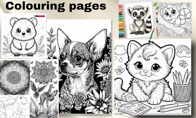 Gig Preview - Do custom kid coloring pages coloring book designs bold fun and easy for all age