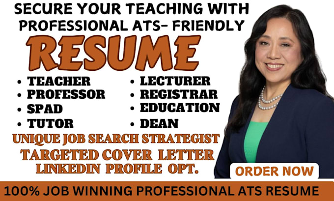 Gig Preview - Proficiently write education, academic, lecturer, teacher, professor resume