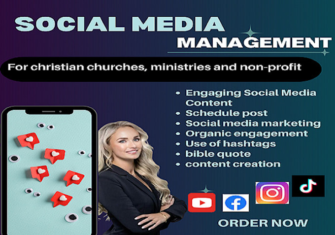 Gig Preview - Be your christian social media manager church, ministry, gospel content creator