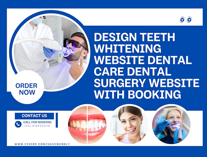 Gig Preview - Design professional teeth whitening website hospital website dental care website