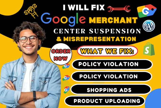 Gig Preview - Fix google merchant center suspension, misrepresentation, gtin and shopping ads