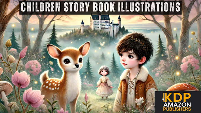 Gig Preview - Illustrate create enchanting children story book illustrations KDP free cover