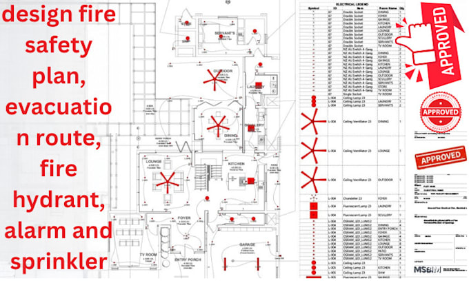 Gig Preview - Design fire safety, evacuation plan design, hydrant, alarm and sprinkler layouts