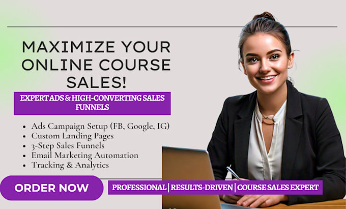 Gig Preview - Do online course sales expert ads high converting sales funnel