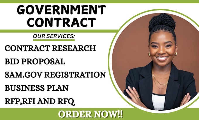 Gig Preview - Research government contract, respond to rfp, rfq, bid proposal writing, bid rfp