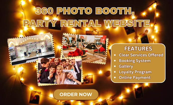 Gig Preview - Design party rental website, rental website, event rental website, photoboot