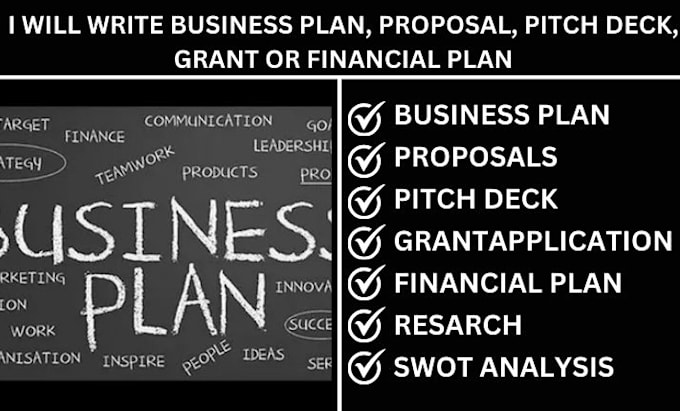 Gig Preview - Write business plan, proposal, pitch deck, grant or financial plan