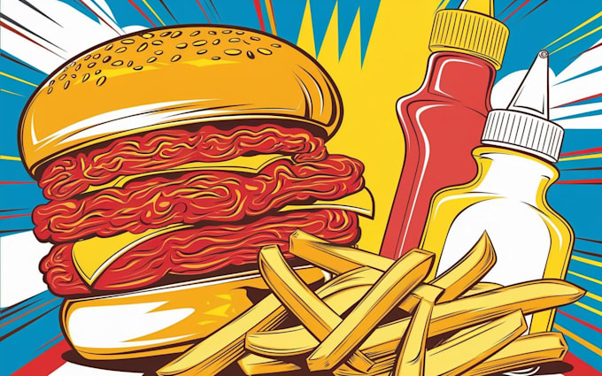 Gig Preview - Create a illustration of food pop art