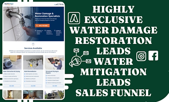 Gig Preview - Generate fresh water damage leads water restoration leads water mitigation leads