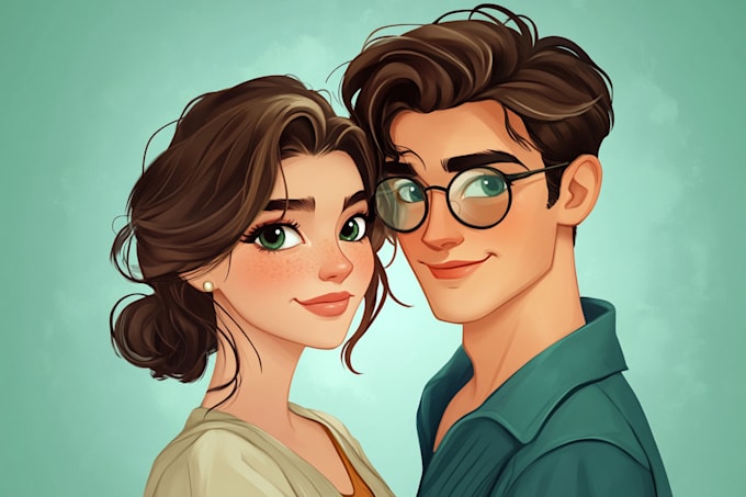 Gig Preview - Draw you cute lovely disney couple portrait