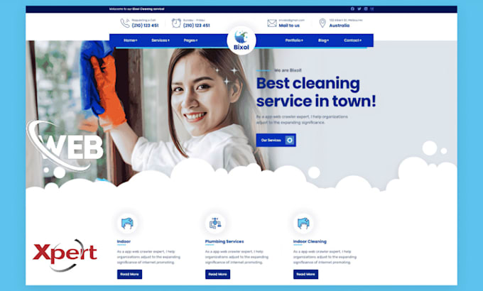 Gig Preview - Cleaning website design, commercial house cleaning website, office cleaning