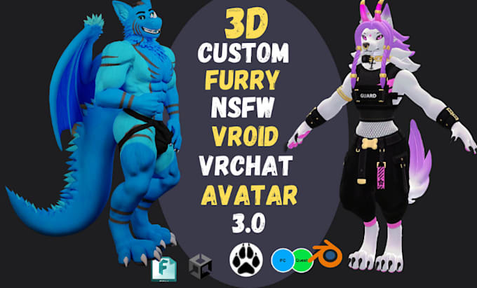 Gig Preview - 3d model, vrchat avatar, furry avatar, vseeface, fursona, vtuber, nsfw anime art