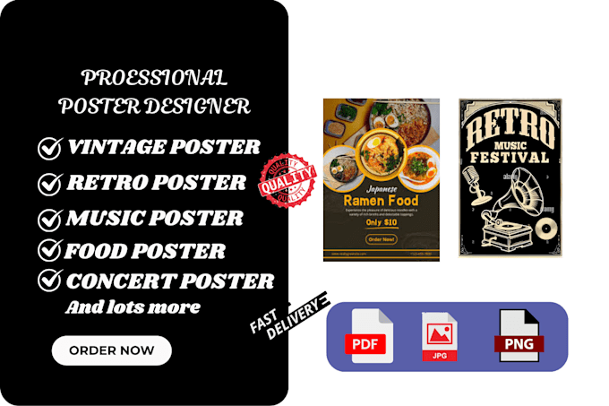 Gig Preview - Design vintage poster music retro concert poster food show poster