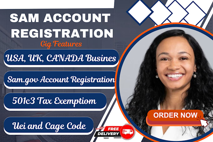 Gig Preview - Sam gov, non profit registration US, UK, canada, 501c3, cra, cio cage code, uei