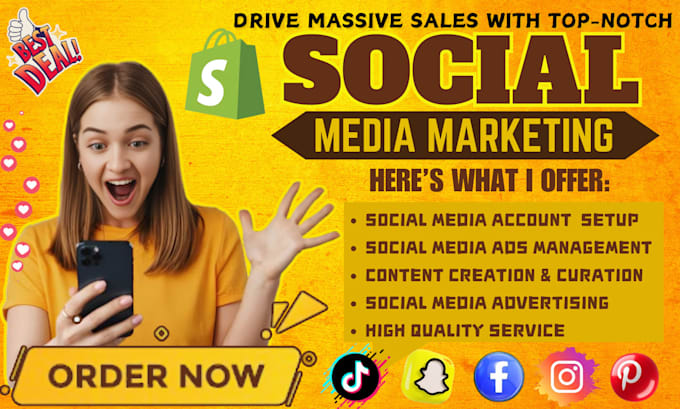 Gig Preview - Do social media marketing manager for shopify store promotion