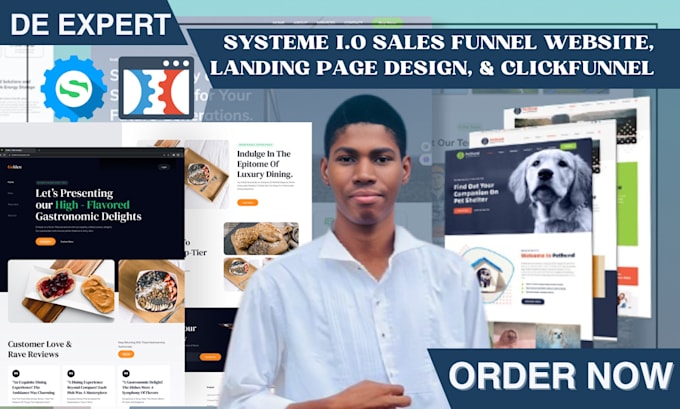 Gig Preview - Design sales funnel in systeme io, landing page design, clickfunnels