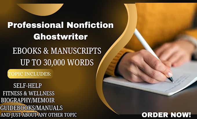 Gig Preview - Ghostwrite your book, ebook be your book writer, ghostwriter, ghost book writer