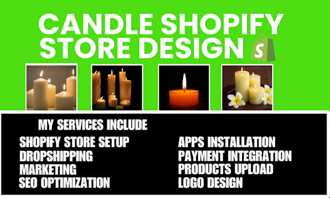 Gig Preview - Design branded candle shopify store candle store shopify store candle website