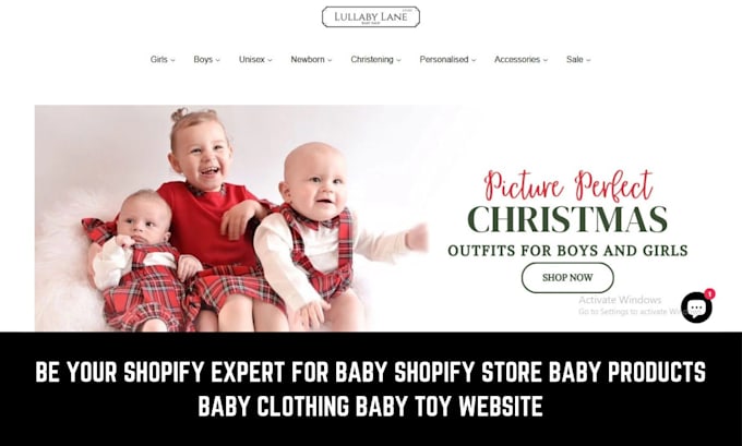 Gig Preview - Be your shopify expert for baby shopify store baby clothing baby toy website