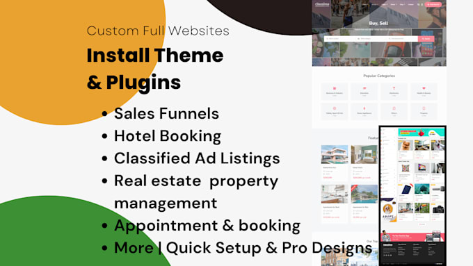 Gig Preview - Install plugin theme build websites funnels, booking, listings, and more