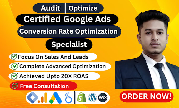 Gig Preview - Cro audit optimize setup google ads search ads PPC campaign with cro specialist