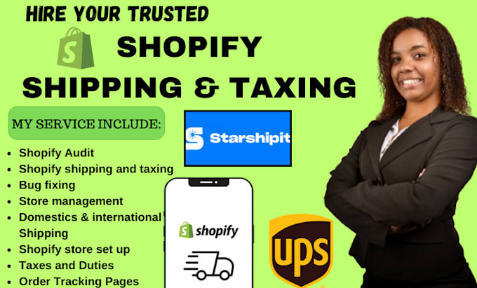 Gig Preview - Setup shopify shipping profiles and shopify tax for domestic and international