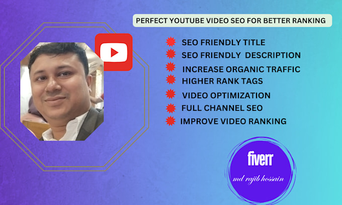 Gig Preview - Help your youtube channel rank higher with video seo