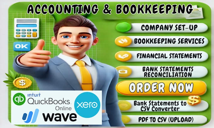 Gig Preview - Setup, clean up and bookkeeping in quickbooks online, xero and wave