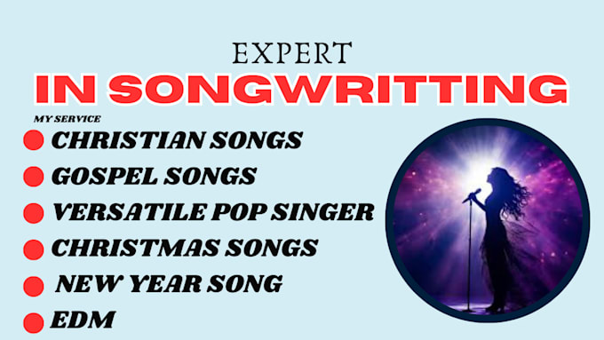 Gig Preview - Be your female singer, songwriter, christian song, and versatile pop singer