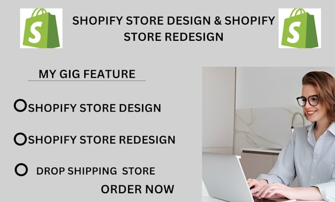 Gig Preview - Create, redesign, or customize your shopify store, shopify dropshipping  store