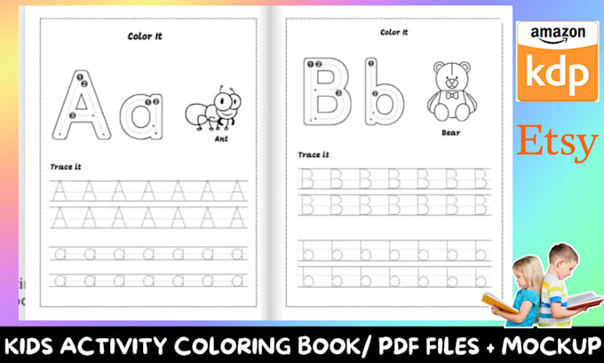 Gig Preview - Do bold and easy alphabet coloring book pages for kids and adults, amazon KDP