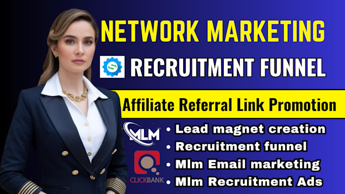 Gig Preview - Setup affiliate recruitment, link promotion, affiliate referral, MLM recruitment