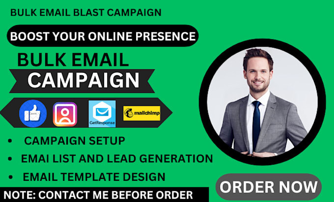 Gig Preview - Send bulk email blast, send mass emails, bulk email campaign, cold email no spam