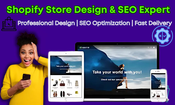 Gig Preview - Design and redesign shopify stores with SEO for maximum sales