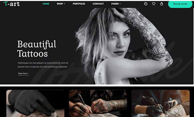 Gig Preview - Design tattoo shopify store tattoo studio makeup website tattoo website tattoo