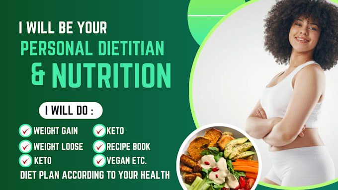 Gig Preview - Be your personal dietitian and nutritionist, recipe book, video editing on tella