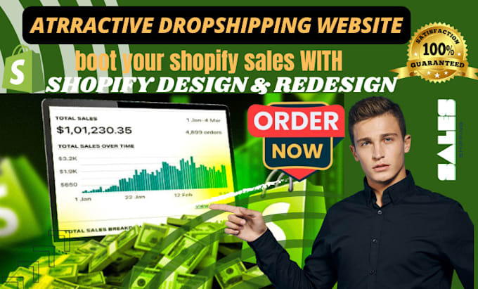 Gig Preview - Build shopify store design, create shopify dropshipping store or shopify website