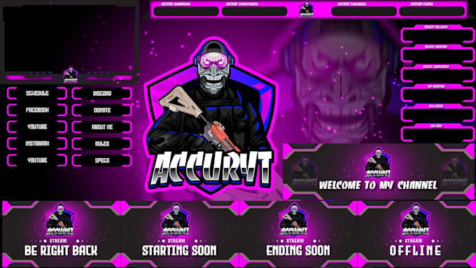 Bestseller - design  twitch overlay, facecam, panels, screen for stream