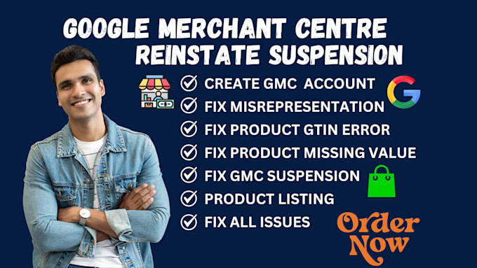 Bestseller - create google merchant center, fix misrepresentation gmc suspension, gtin error