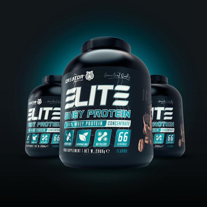 Gig Preview - Awesome supplement label design, pre workout, whey protein