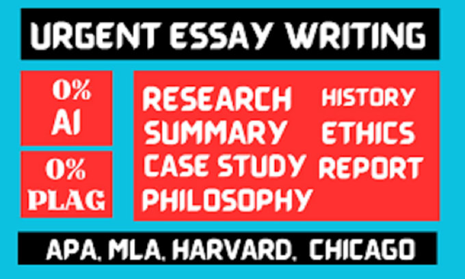 Gig Preview - Do urgent essay writing and research as an urgent writer