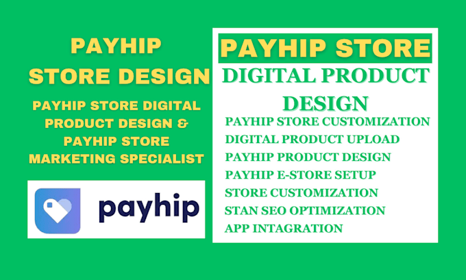 Gig Preview - Setup payhip website store design payhip digital products ecommerce online store