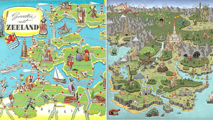 Gig Preview - Design custom fantasy map illustration,city map,site plan,historical  event map