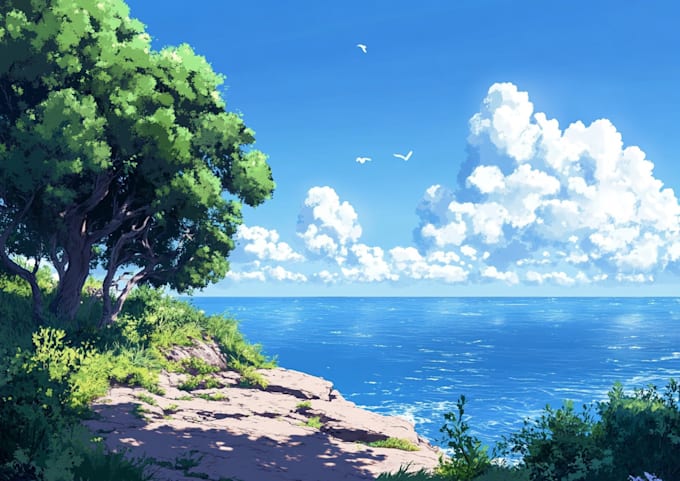 Gig Preview - Draw anime background, game, visual novel, landscape, environment art